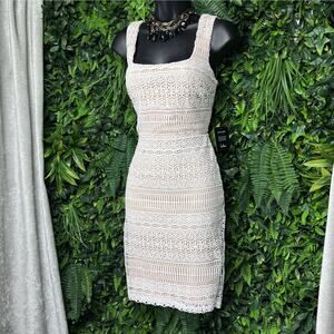 LULUS Dress Women Small White Lace Nude Lining Thriving Force Lace Up 1913